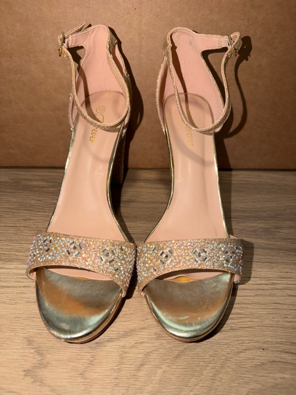 Sparkling Gold Ankle-Strap Dress Sandals
